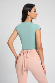 Twist Front Crop Top with Built in Bra by bornfocus