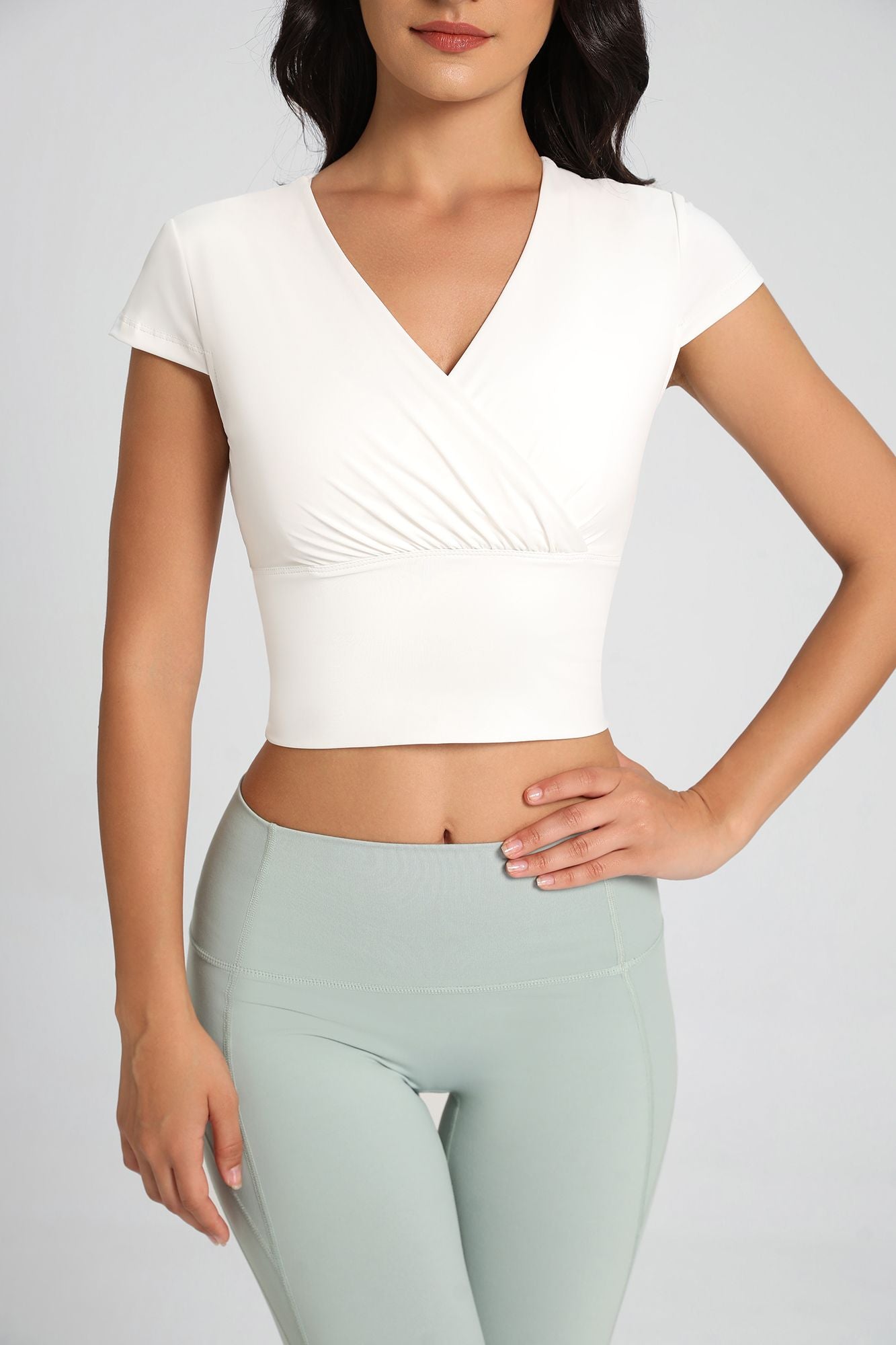 Twist Front Crop Top with Built in Bra by bornfocus