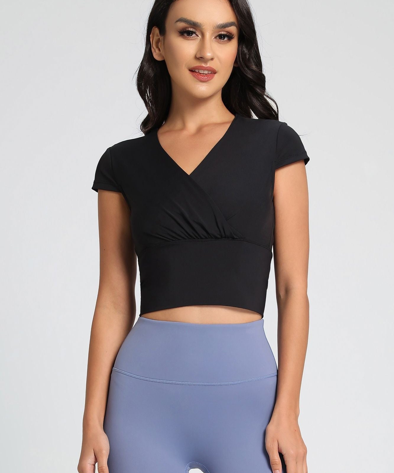 Twist Front Crop Top with Built in Bra by bornfocus