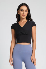 Twist Front Crop Top with Built in Bra by bornfocus