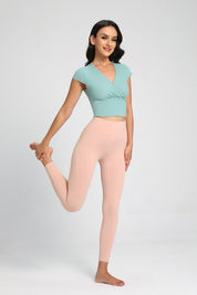 Twist Front Crop Top with Built in Bra by bornfocus