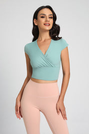 Twist Front Crop Top with Built in Bra by bornfocus