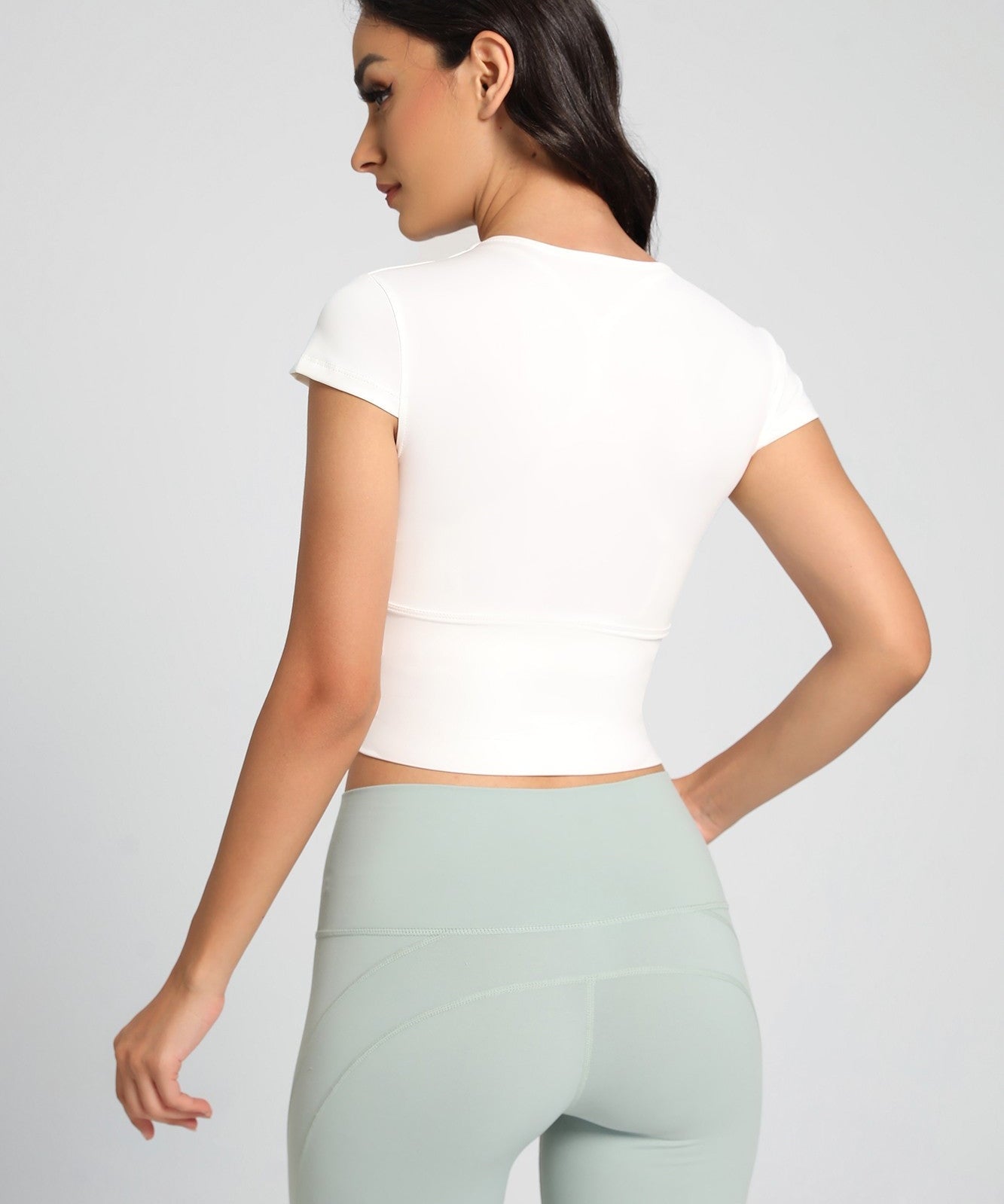 Twist Front Crop Top with Built in Bra by bornfocus