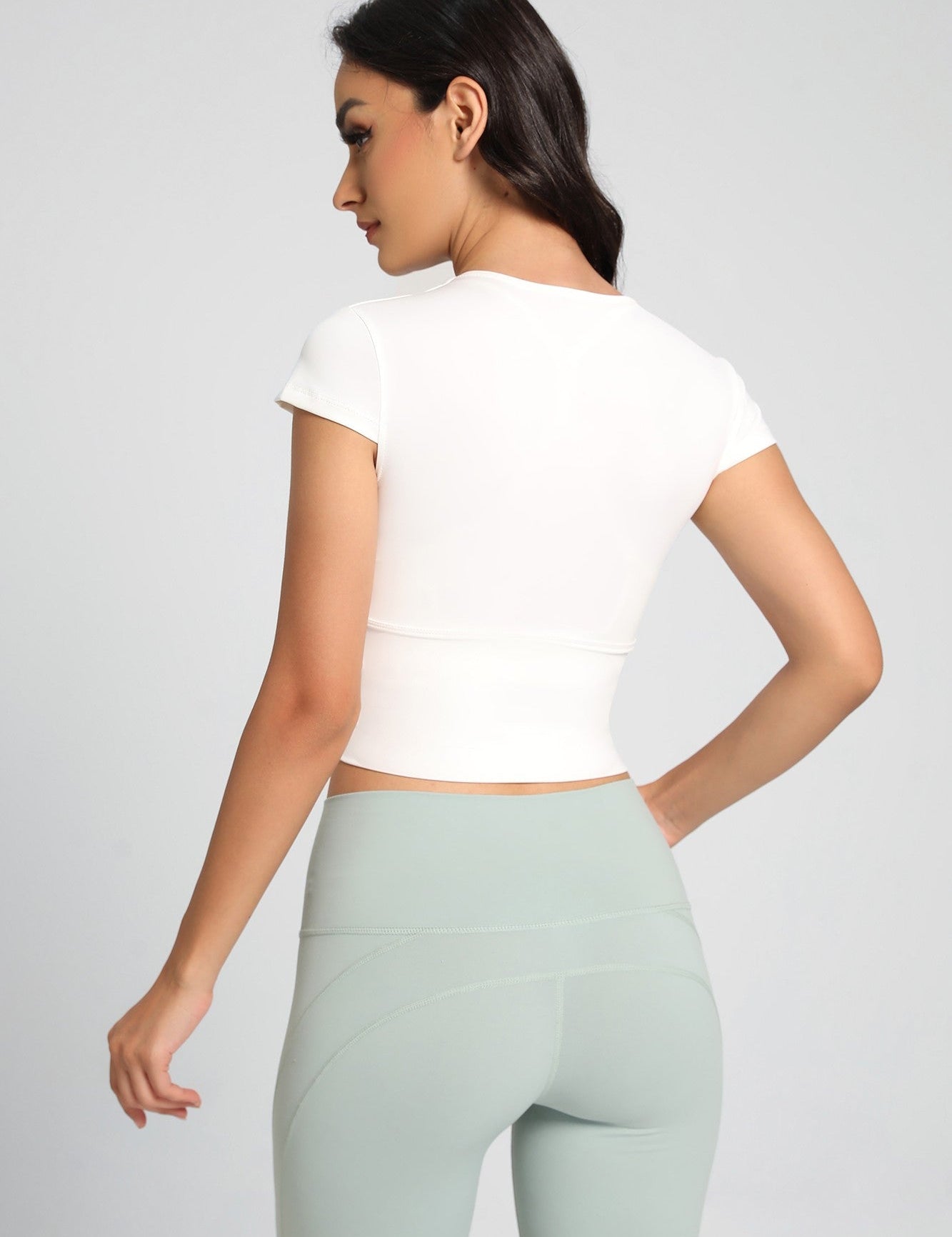 Twist Front Crop Top with Built in Bra by bornfocus