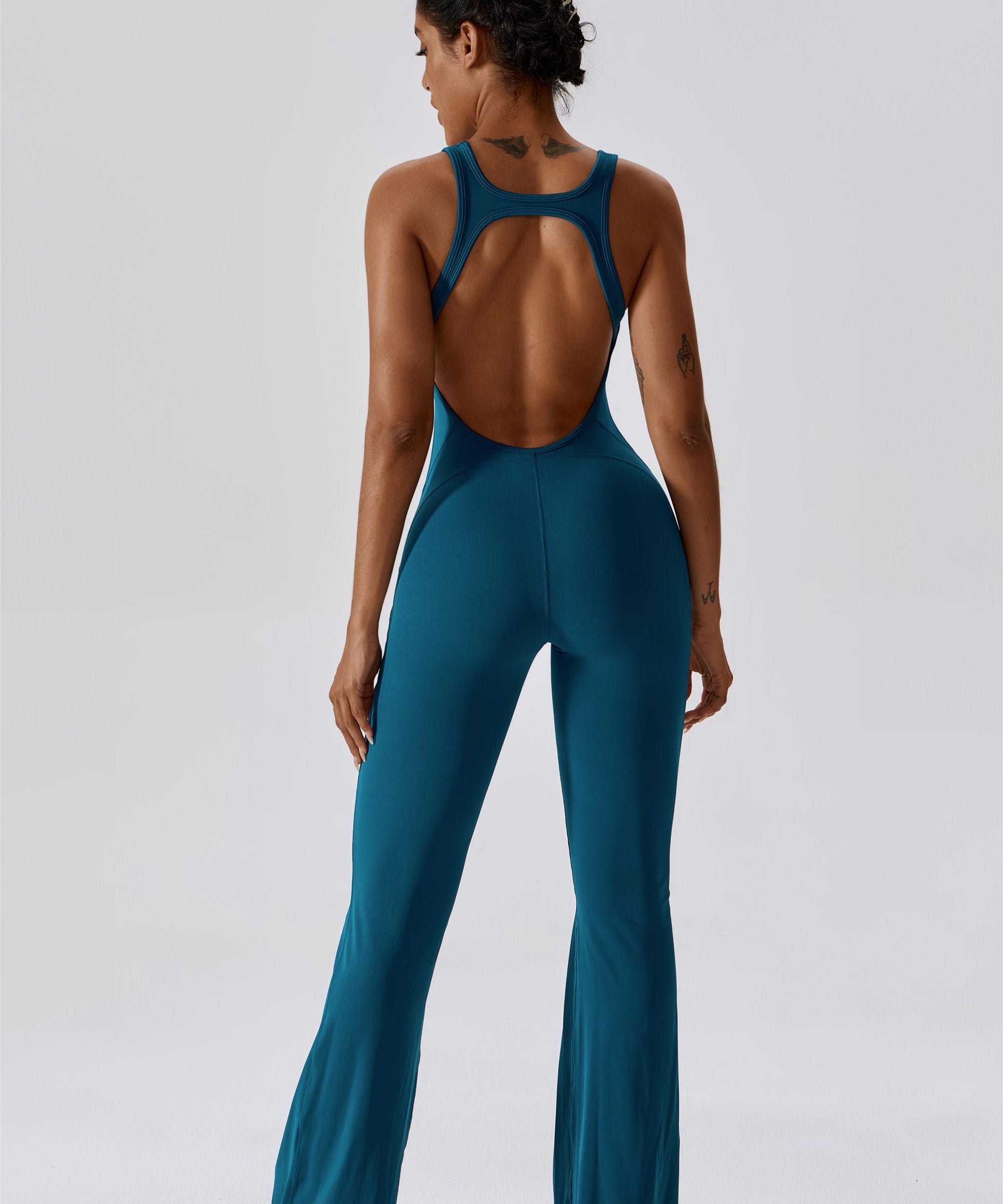 Scoop Neckline Flare Jumpsuit by bornfocus