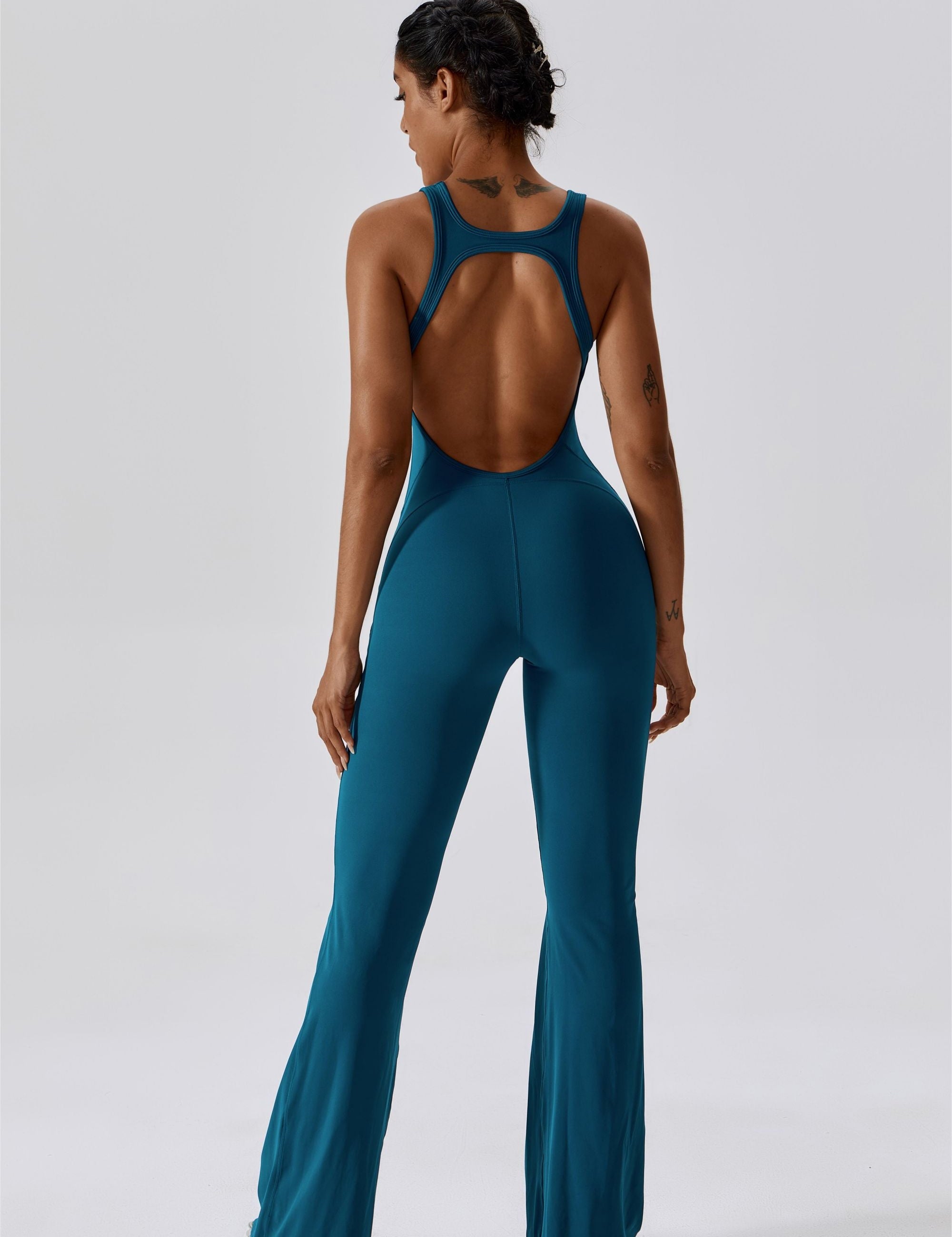 Scoop Neckline Flare Jumpsuit by bornfocus