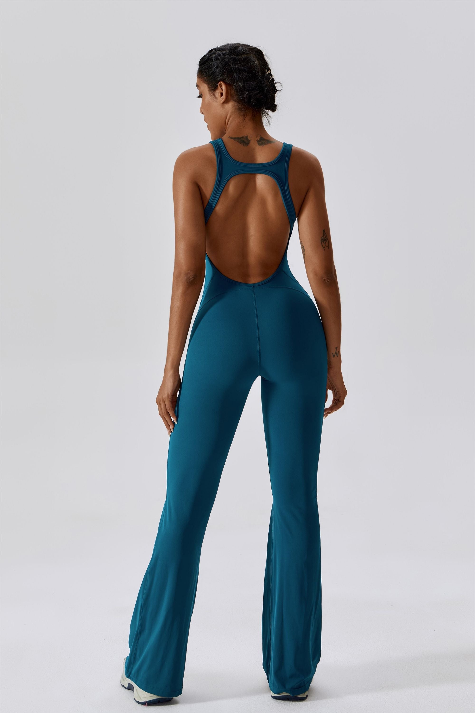 Scoop Neckline Flare Jumpsuit by bornfocus