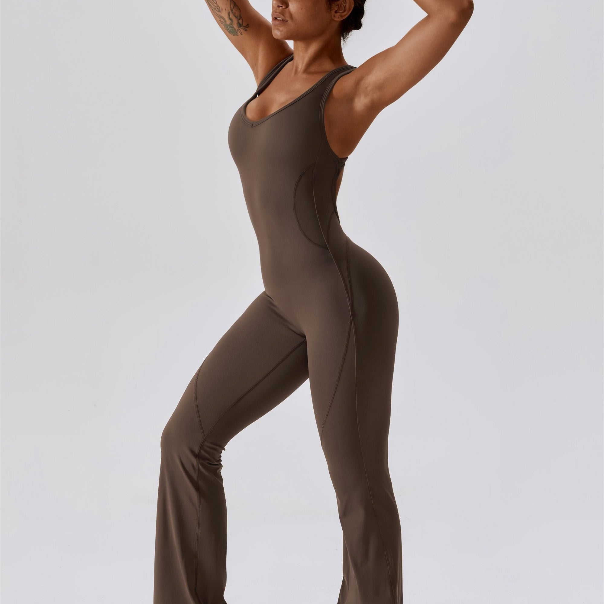 Scoop Neckline Flare Jumpsuit by bornfocus