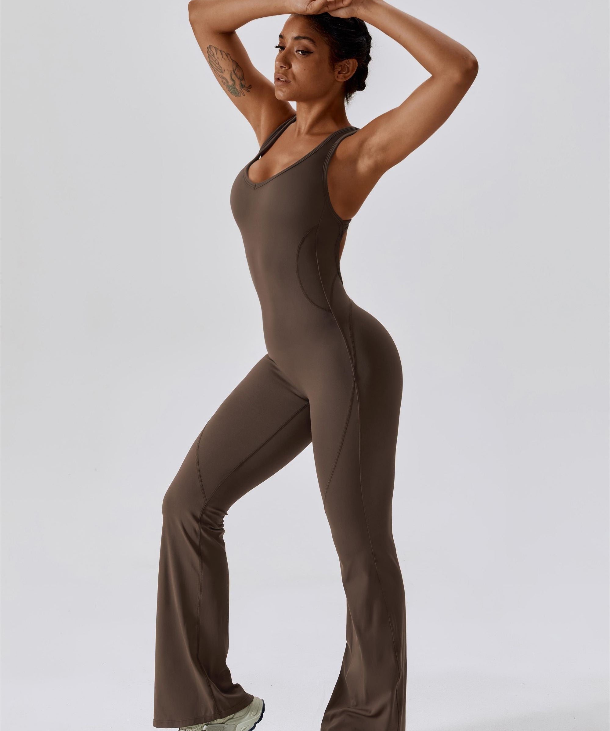 Scoop Neckline Flare Jumpsuit by bornfocus