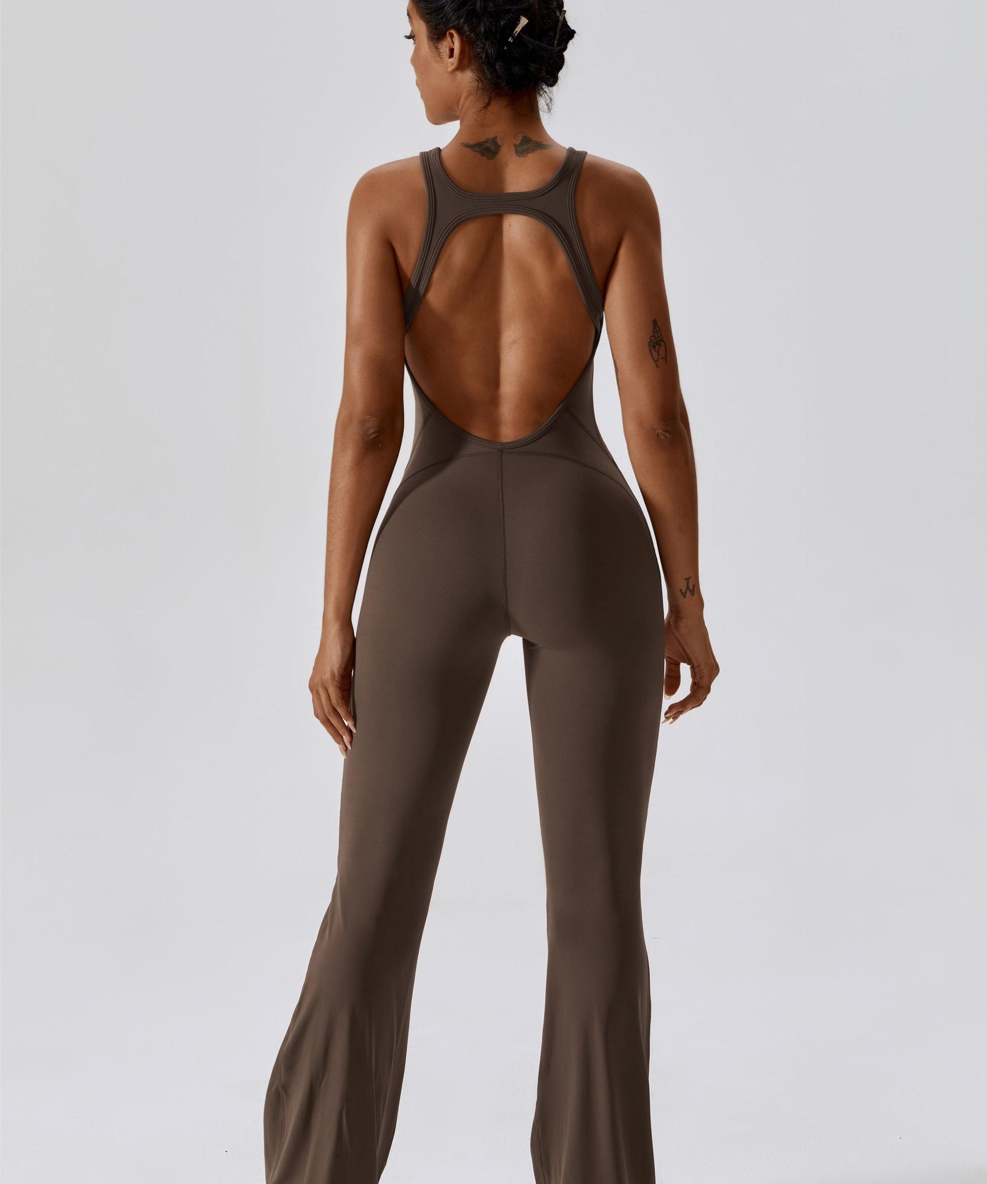 Scoop Neckline Flare Jumpsuit by bornfocus