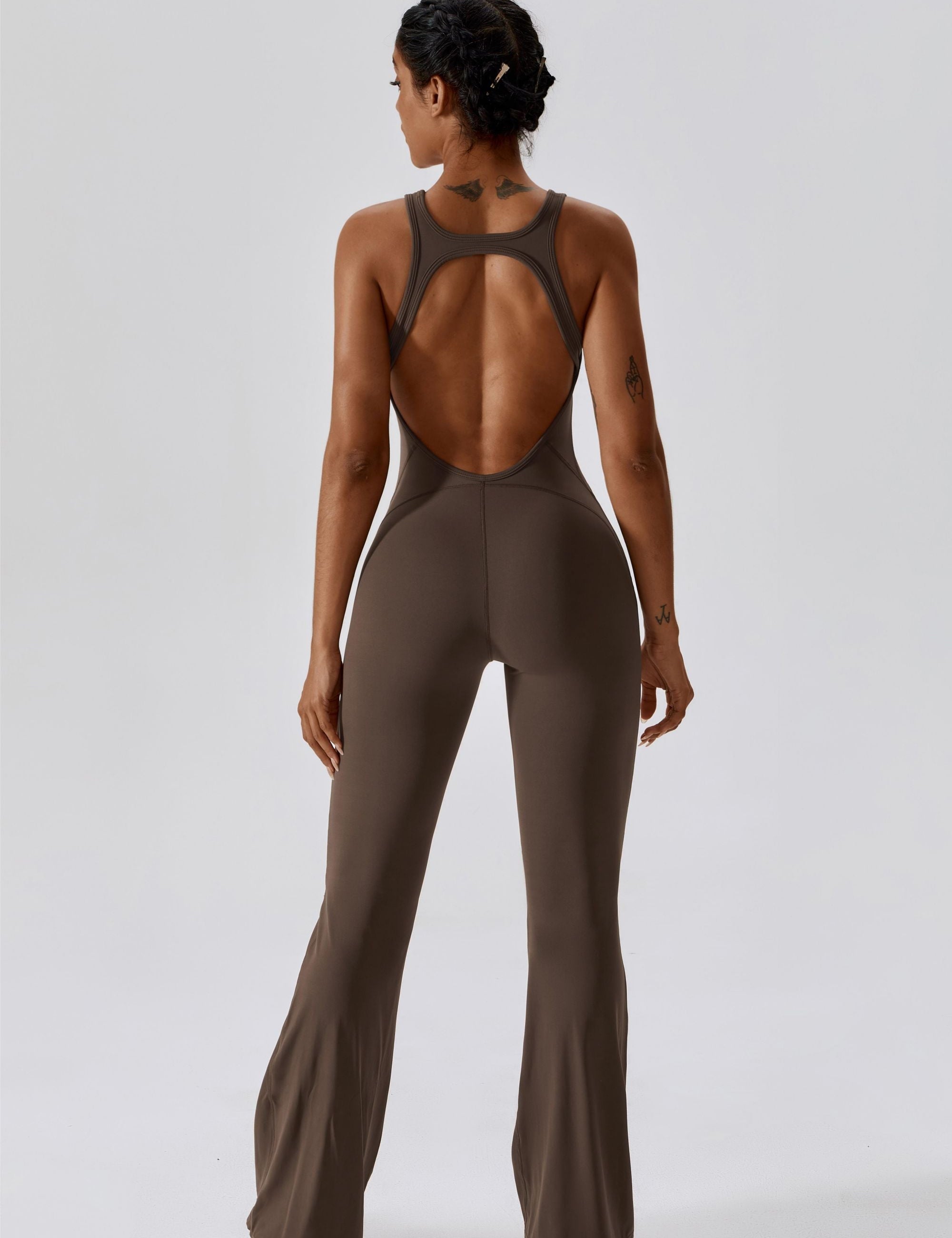 Scoop Neckline Flare Jumpsuit by bornfocus