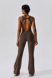 Scoop Neckline Flare Jumpsuit by bornfocus