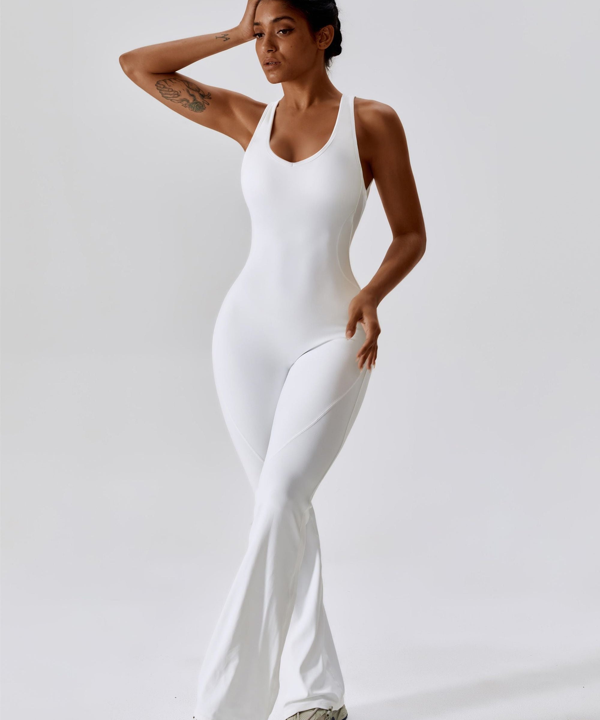 Scoop Neckline Flare Jumpsuit by bornfocus