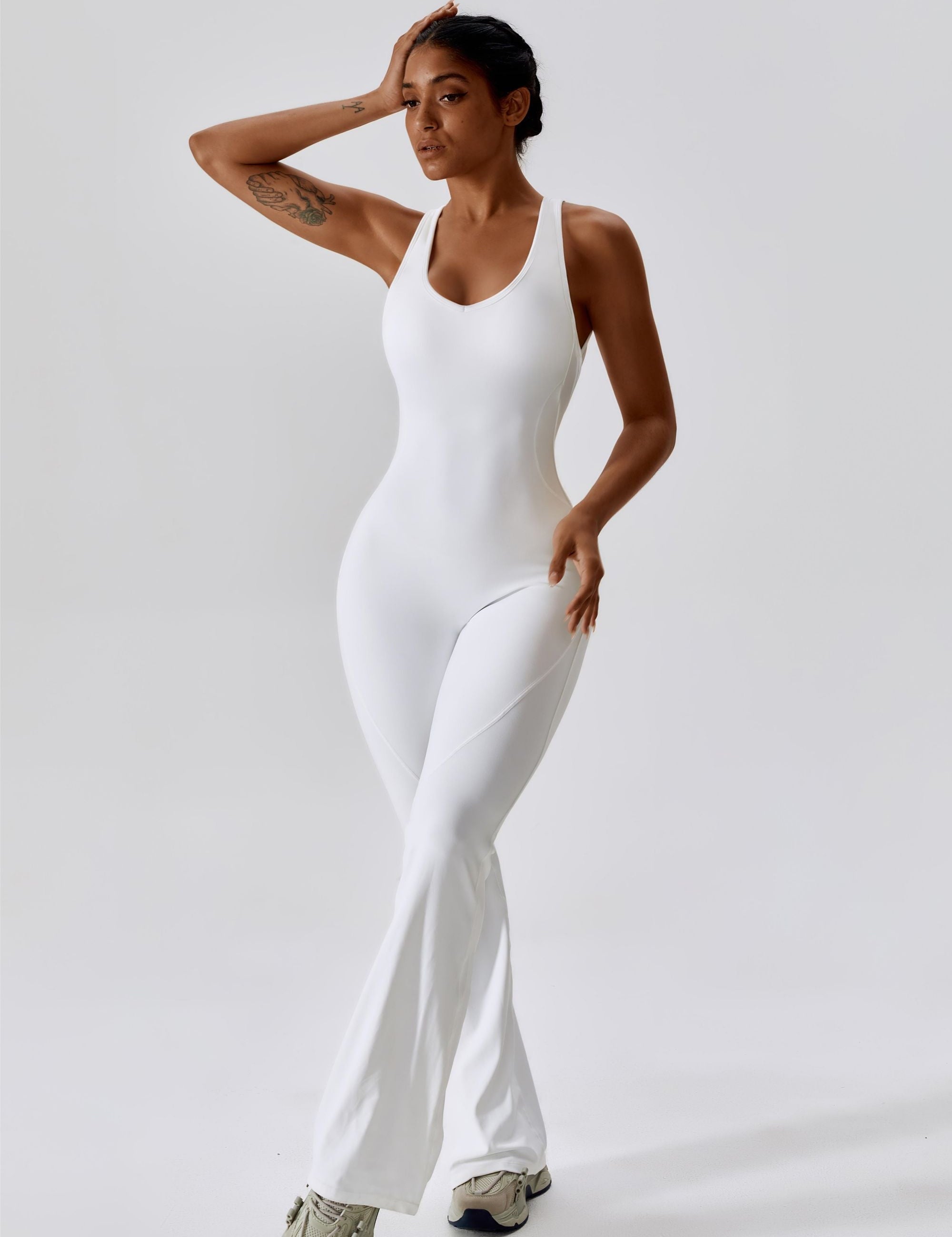 Scoop Neckline Flare Jumpsuit by bornfocus