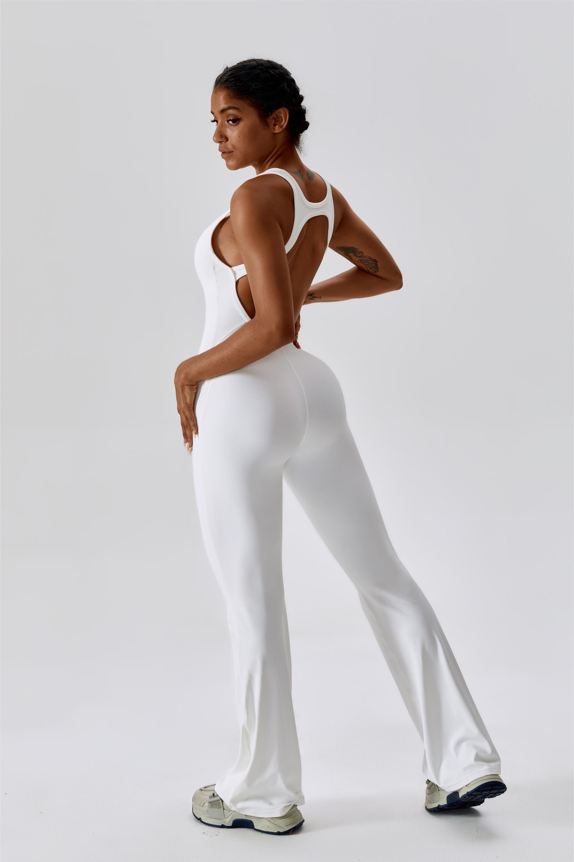 Scoop Neckline Flare Jumpsuit by bornfocus