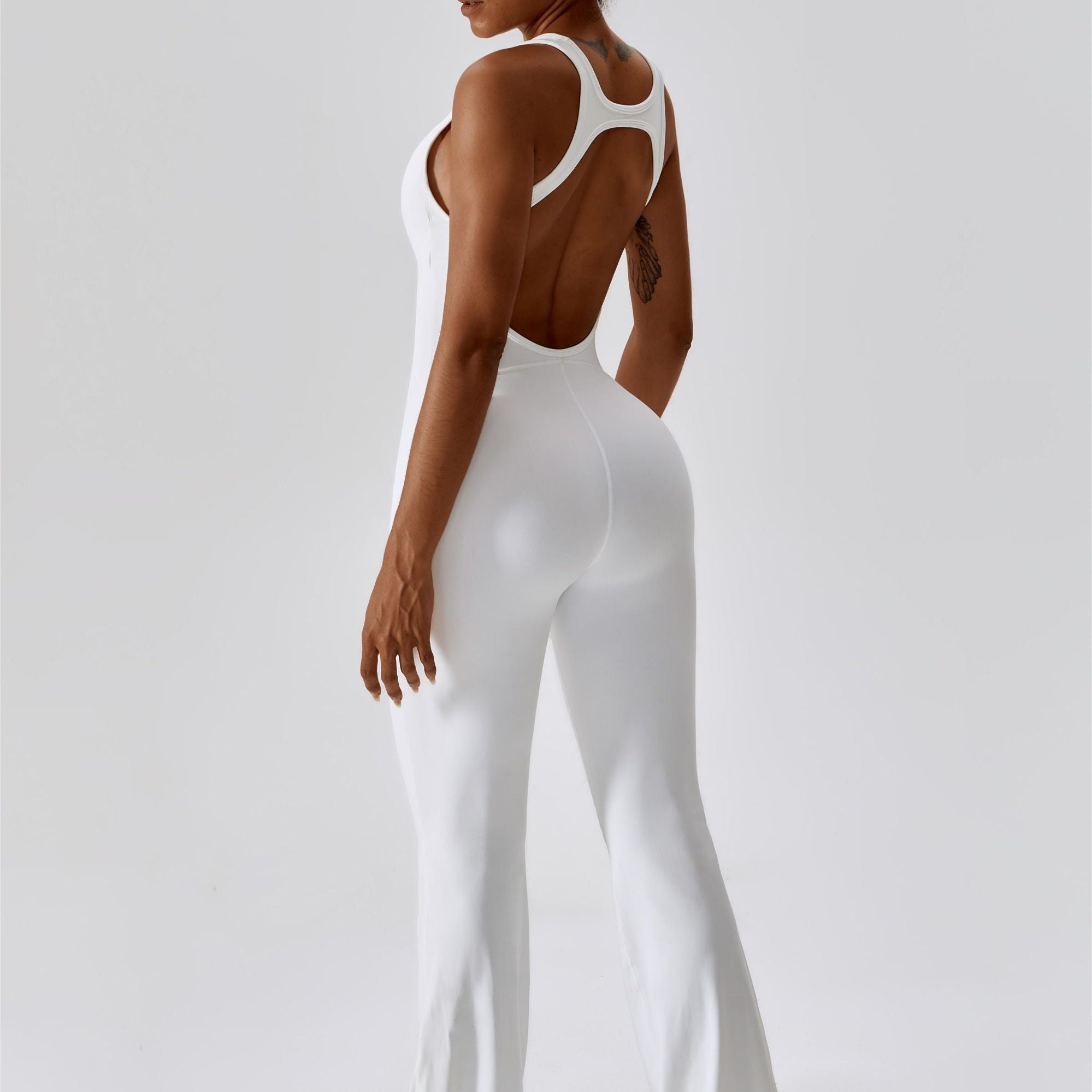 Scoop Neckline Flare Jumpsuit by bornfocus