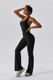 Scoop Neckline Flare Jumpsuit by bornfocus