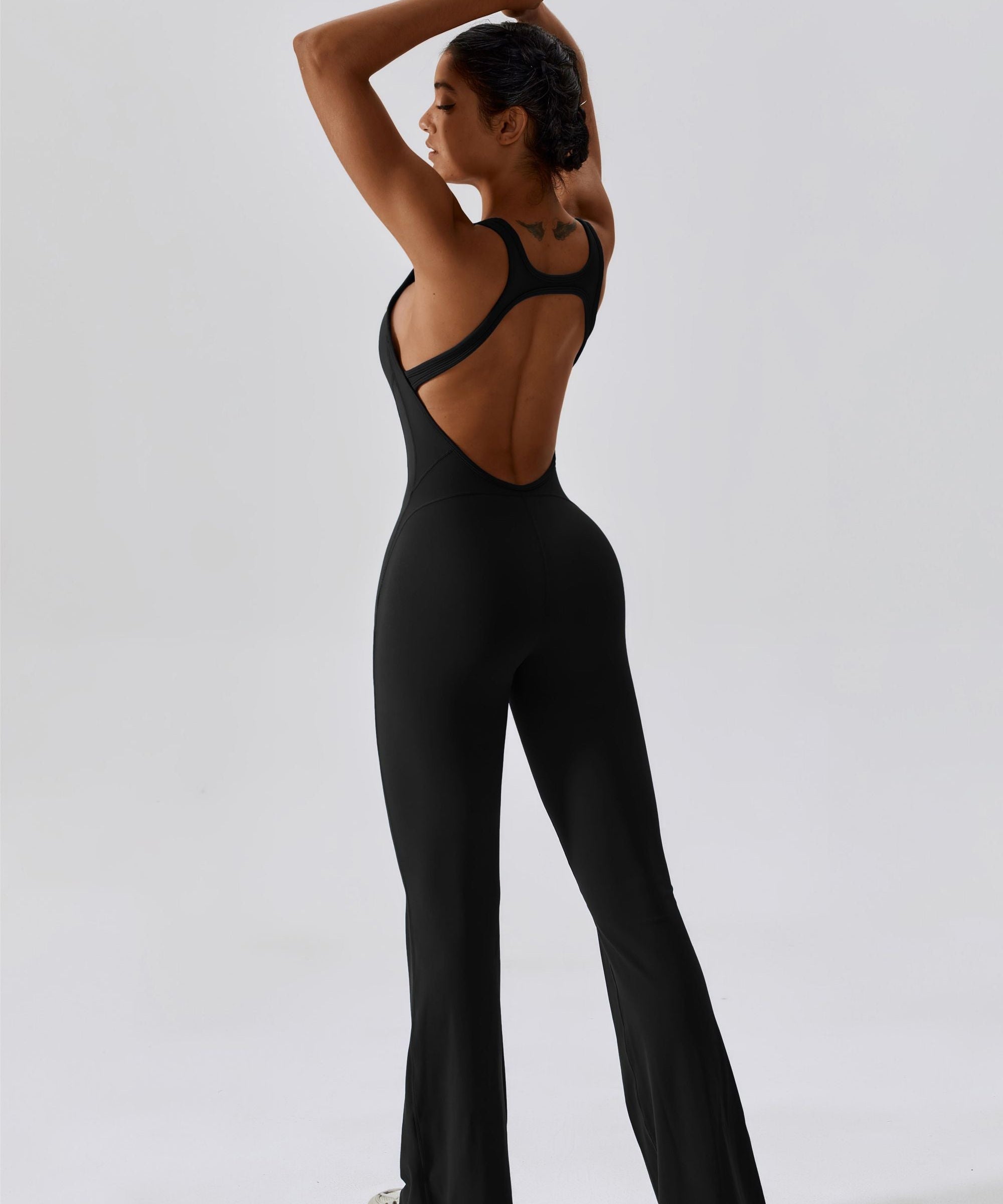 Scoop Neckline Flare Jumpsuit by bornfocus