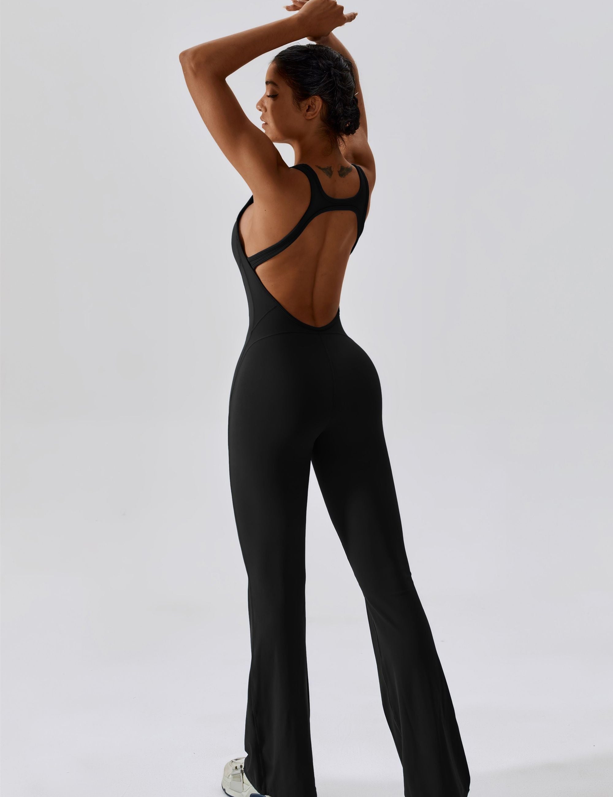 Scoop Neckline Flare Jumpsuit by bornfocus