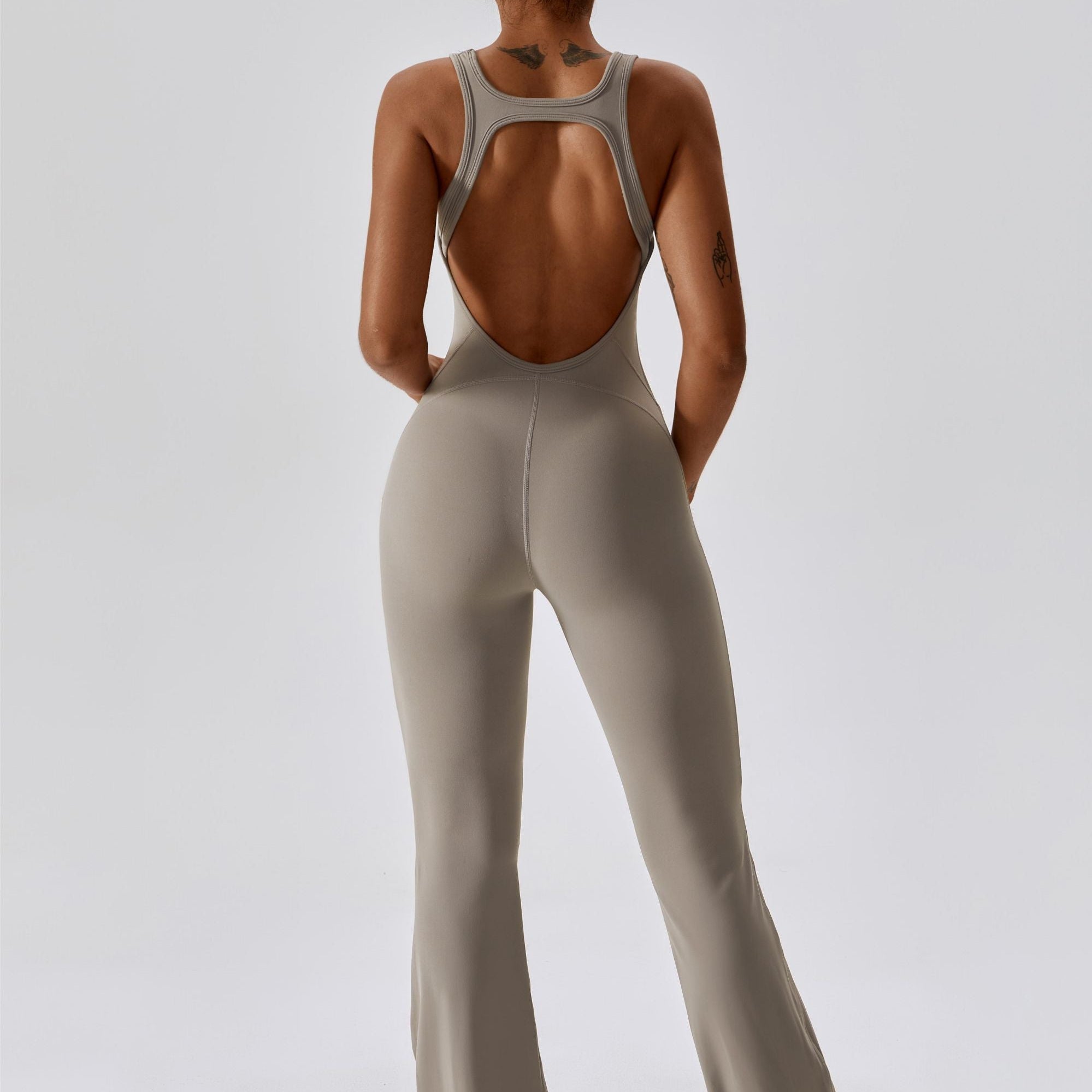 Scoop Neckline Flare Jumpsuit by bornfocus