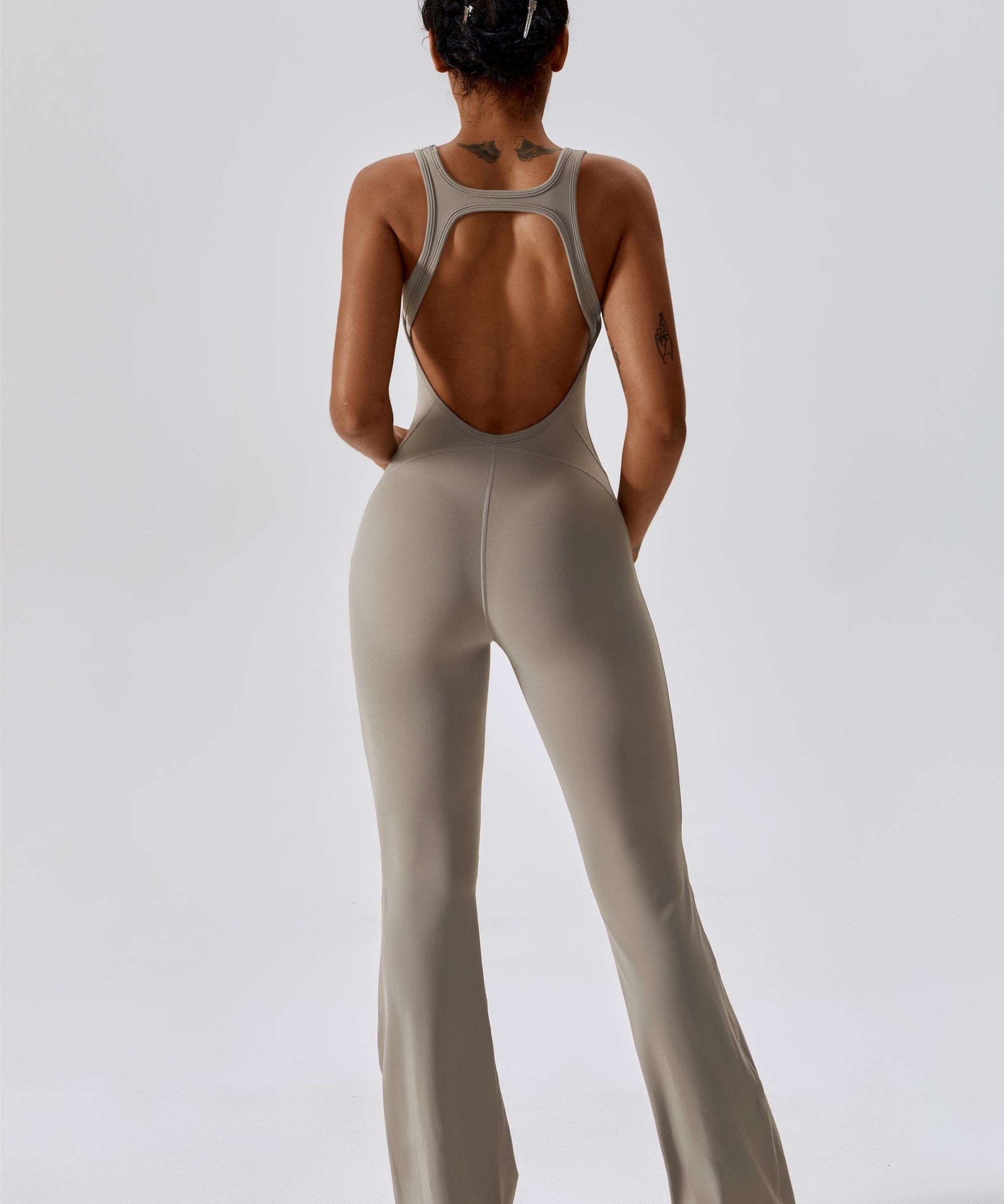 Scoop Neckline Flare Jumpsuit by bornfocus