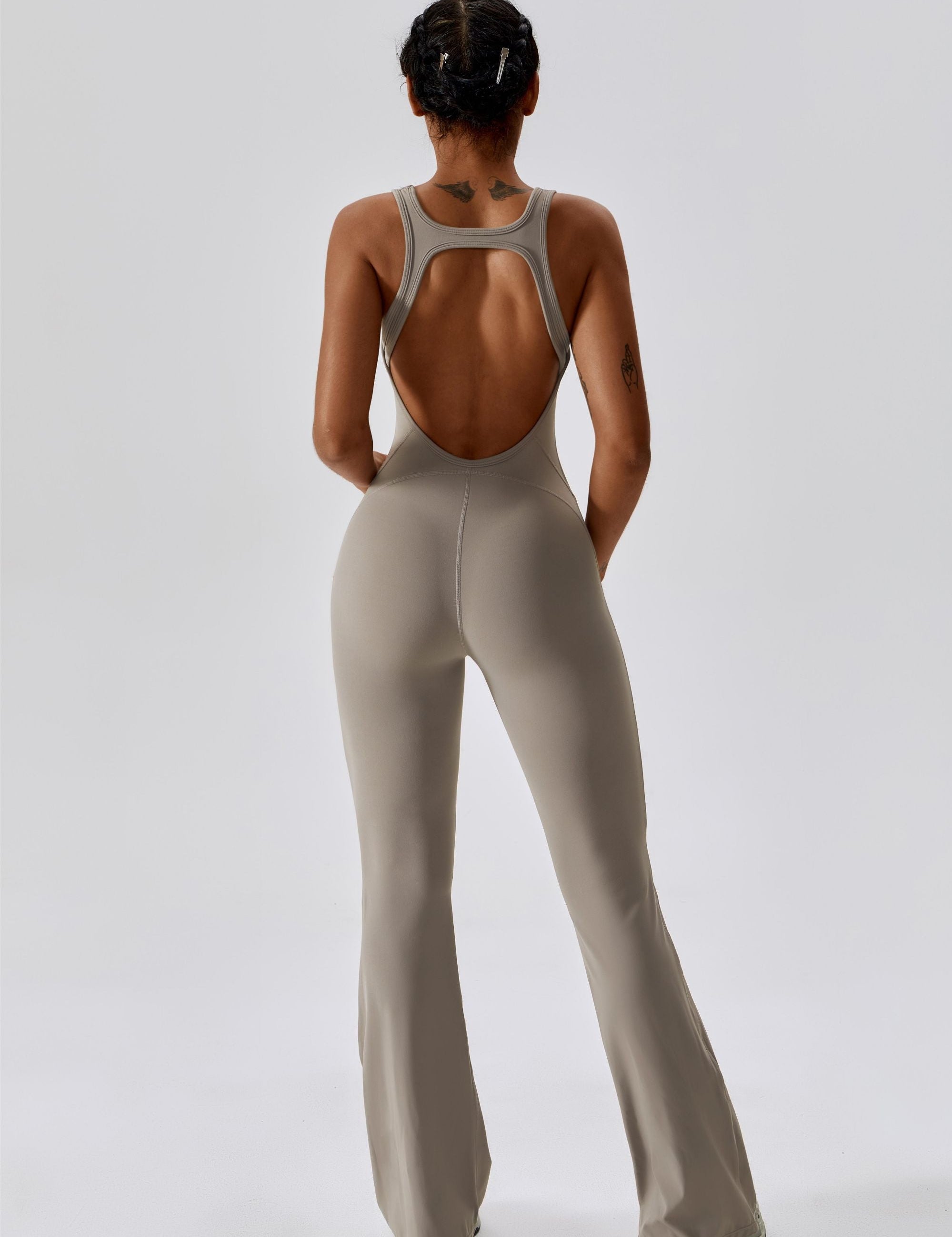 Scoop Neckline Flare Jumpsuit by bornfocus