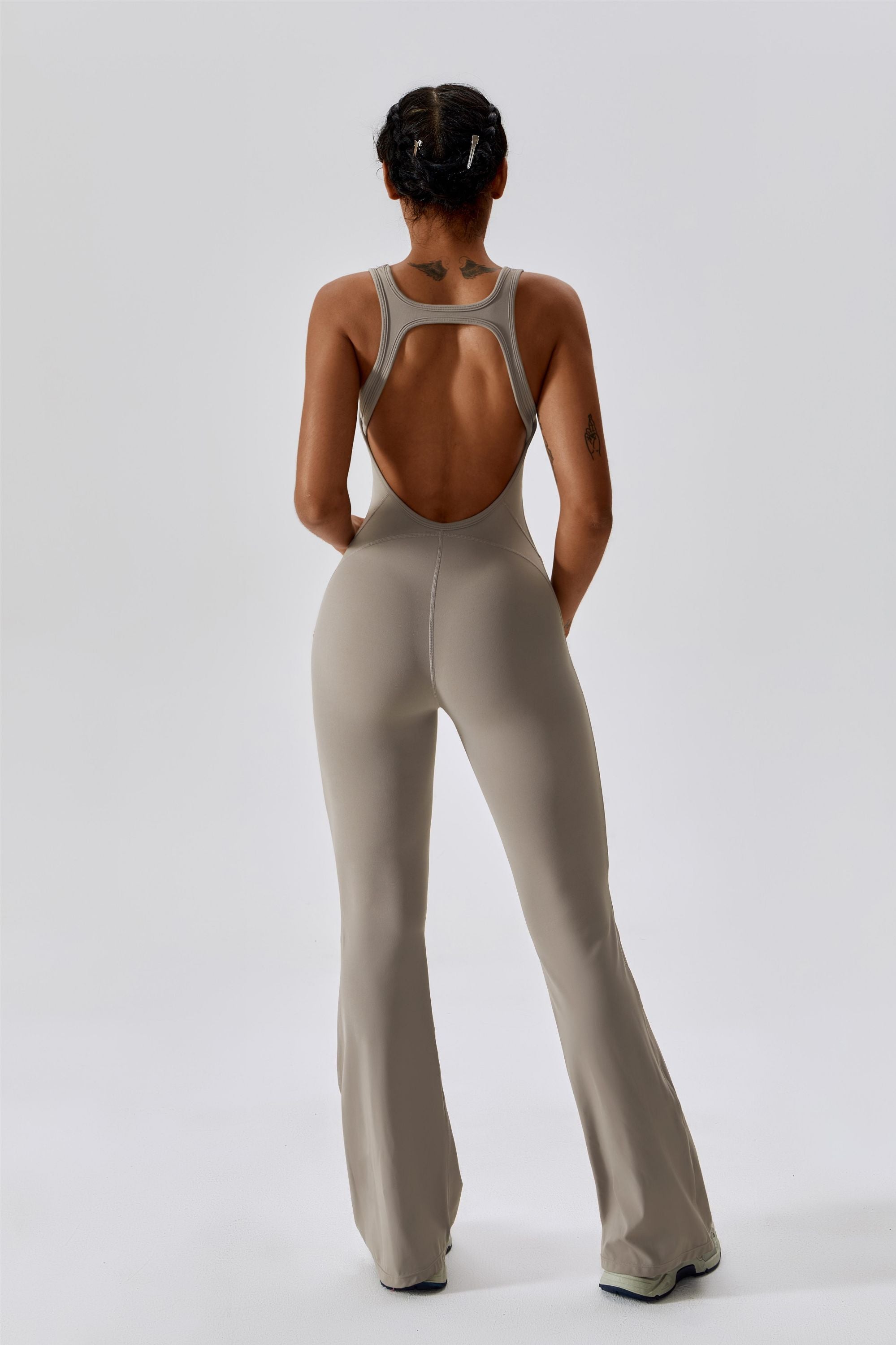 Scoop Neckline Flare Jumpsuit by bornfocus