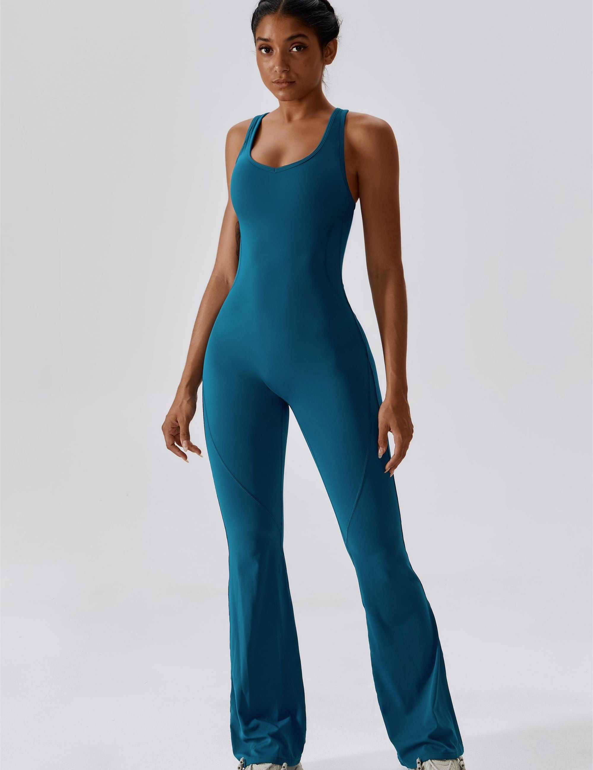 Scoop Neckline Flare Jumpsuit by bornfocus