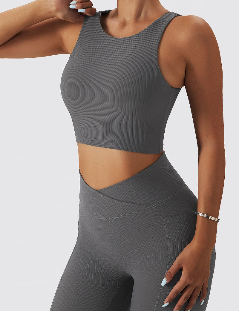 Seamless Backless Crop Tank Top by bornfocus