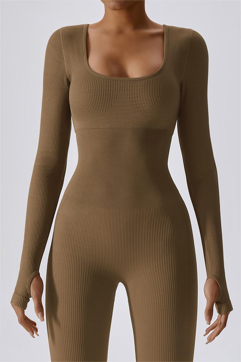 Fitted Seamless Long Sleeve Jumpsuits by bornfocus