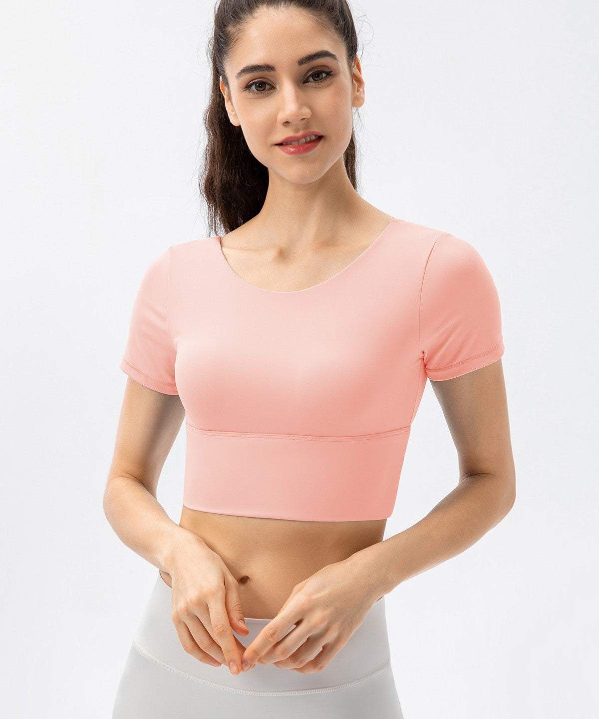 V-Back Crop Top with Built in Bra by bornfocus