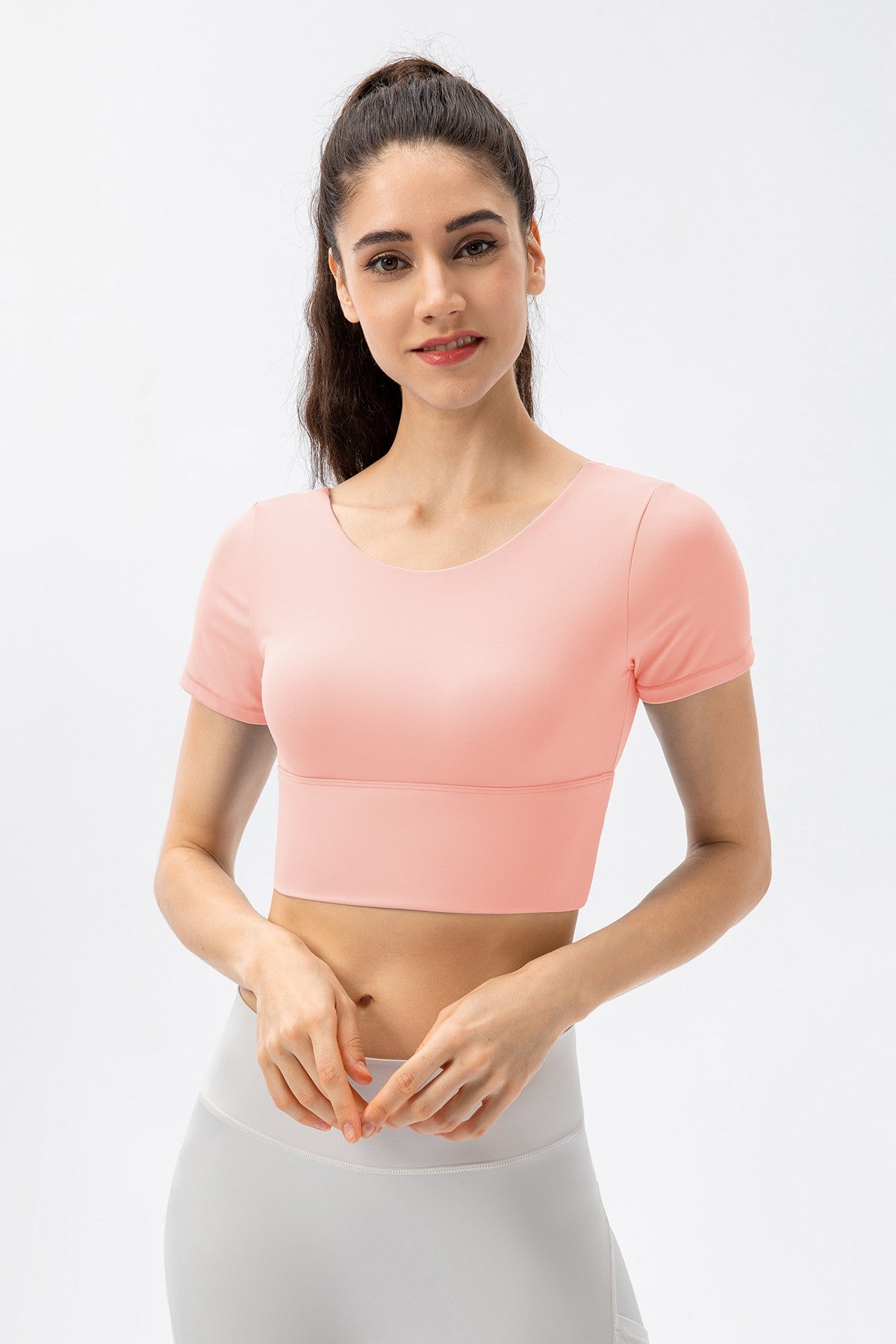 V-Back Crop Top with Built in Bra by bornfocus