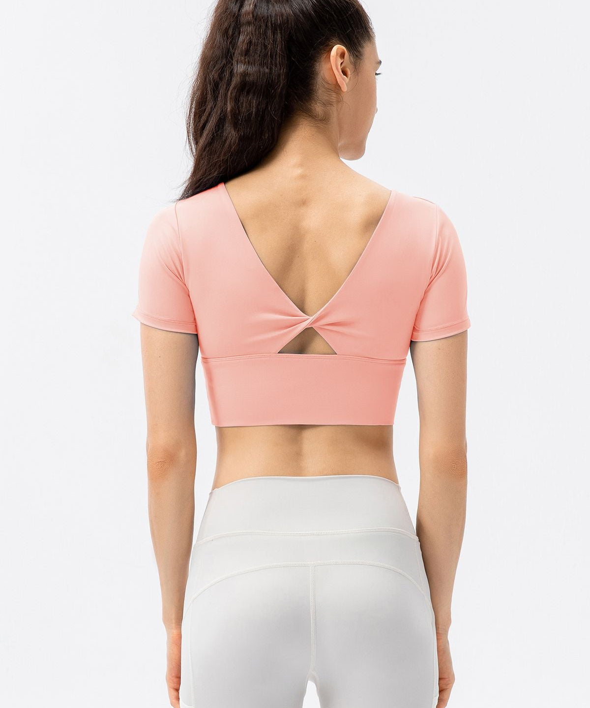 V-Back Crop Top with Built in Bra by bornfocus