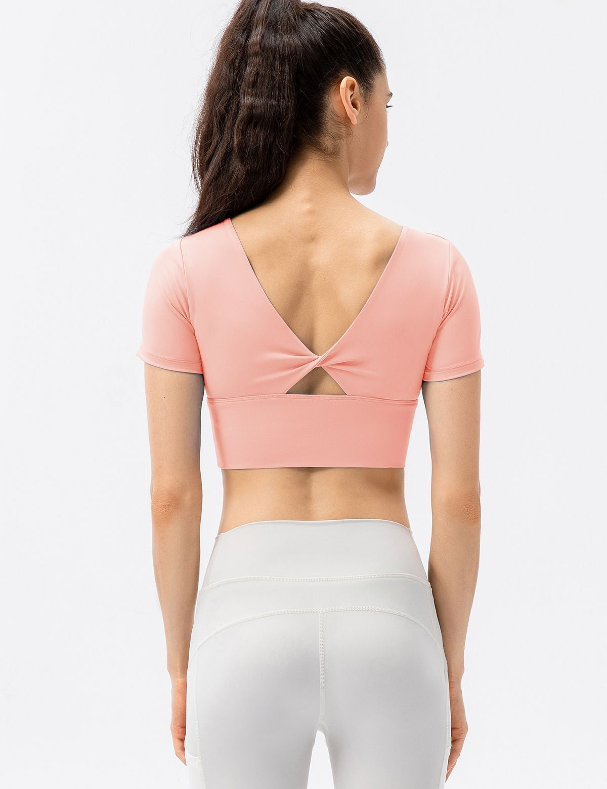 V-Back Crop Top with Built in Bra by bornfocus