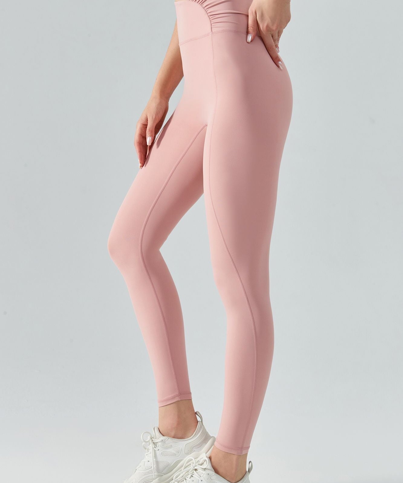 Side Ruched Asymmetrical Waistband Leggings by bornfocus