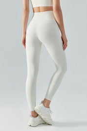 Side Ruched Asymmetrical Waistband Leggings by bornfocus