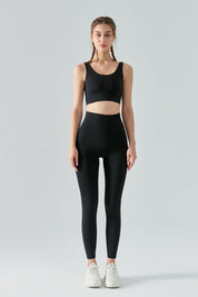 Side Ruched Asymmetrical Waistband Leggings by bornfocus