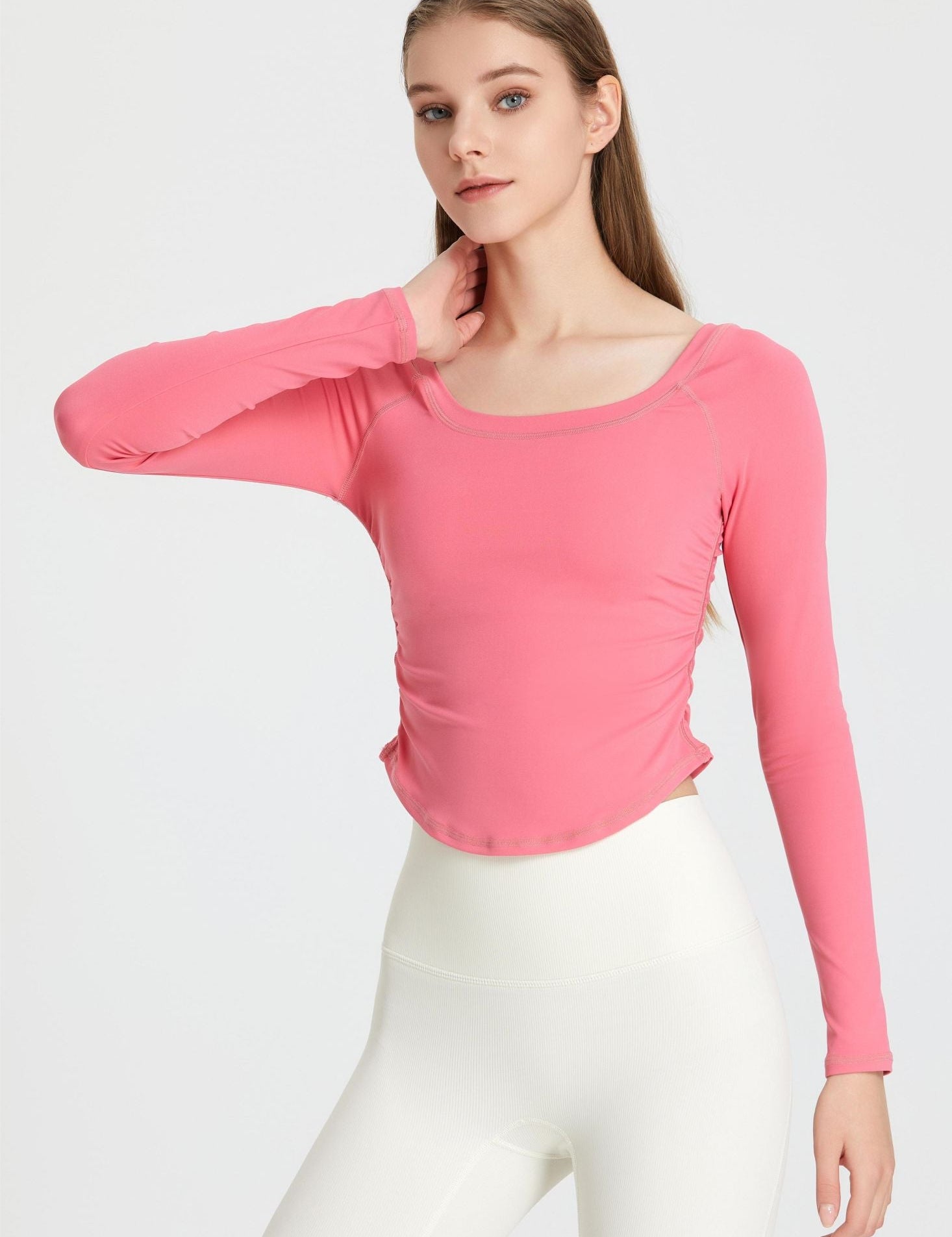 Side Ruched Long Sleeve Top by bornfocus