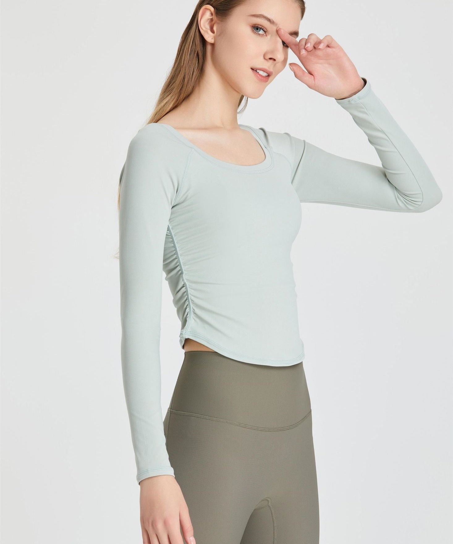 Side Ruched Long Sleeve Top by bornfocus