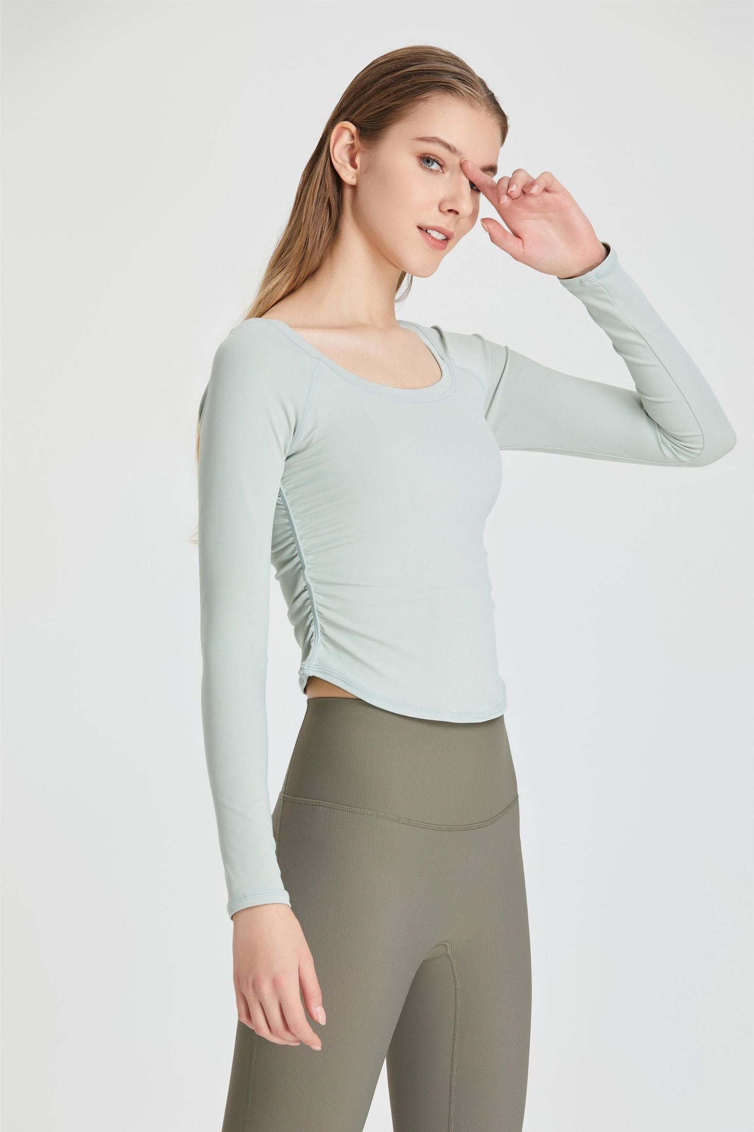 Side Ruched Long Sleeve Top by bornfocus