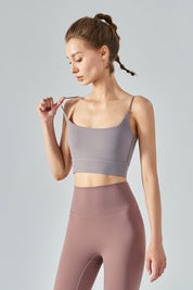 Thin Strap Open Back Sports Bra Cami by bornfocus
