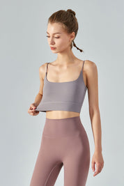 Thin Strap Open Back Sports Bra Cami by bornfocus