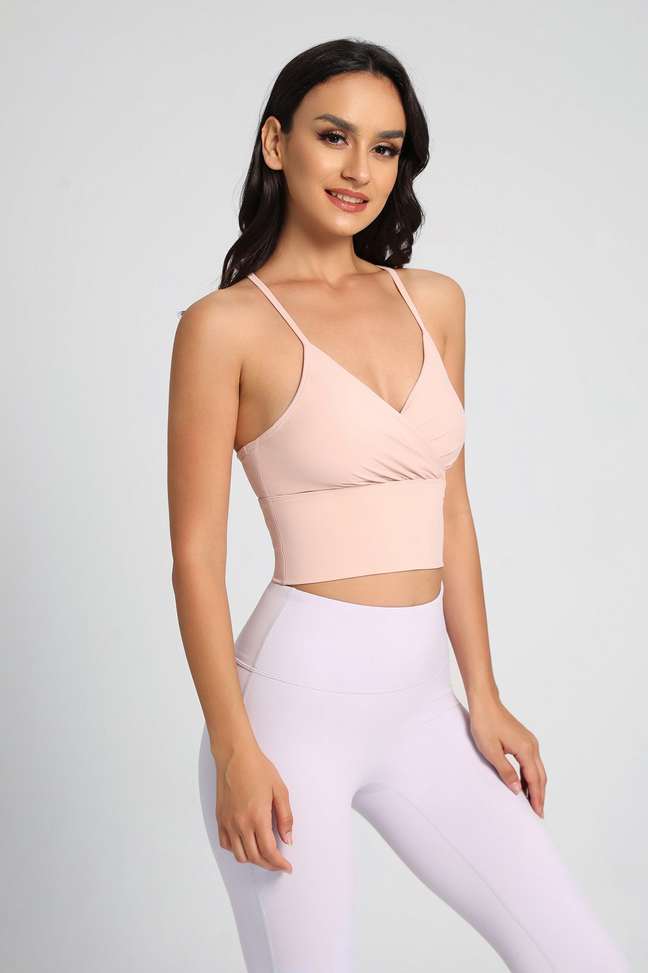 Twist Front Thin Straps Y-Back Sports Bra by bornfocus