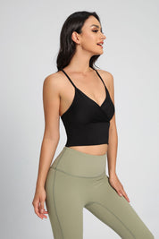 Twist Front Thin Straps Y-Back Sports Bra by bornfocus