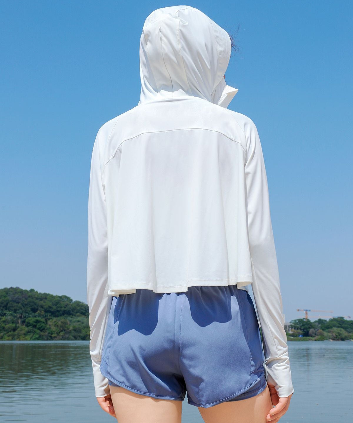 Sun Protection Full-Zip Crop Hoodie Jacket by bornfocus