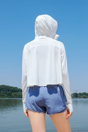 Sun Protection Full-Zip Crop Hoodie Jacket by bornfocus