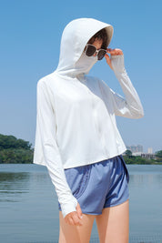 Sun Protection Full-Zip Crop Hoodie Jacket by bornfocus