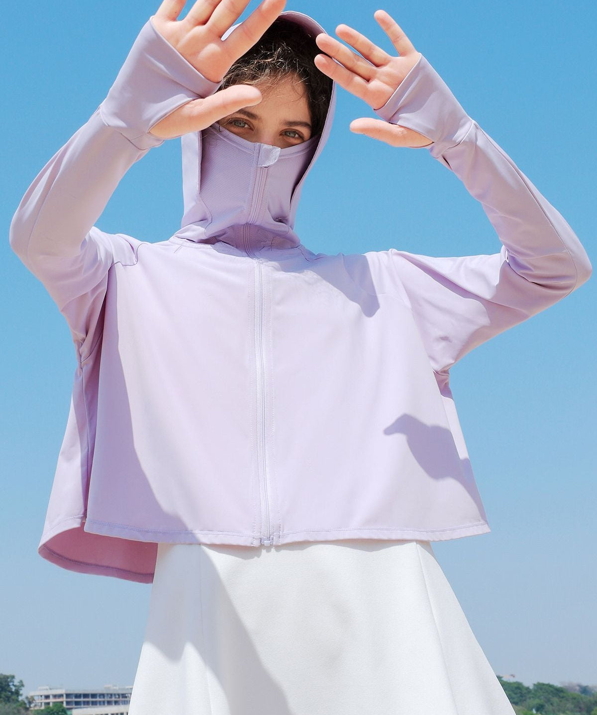 Sun Protection Full-Zip Crop Hoodie Jacket by bornfocus