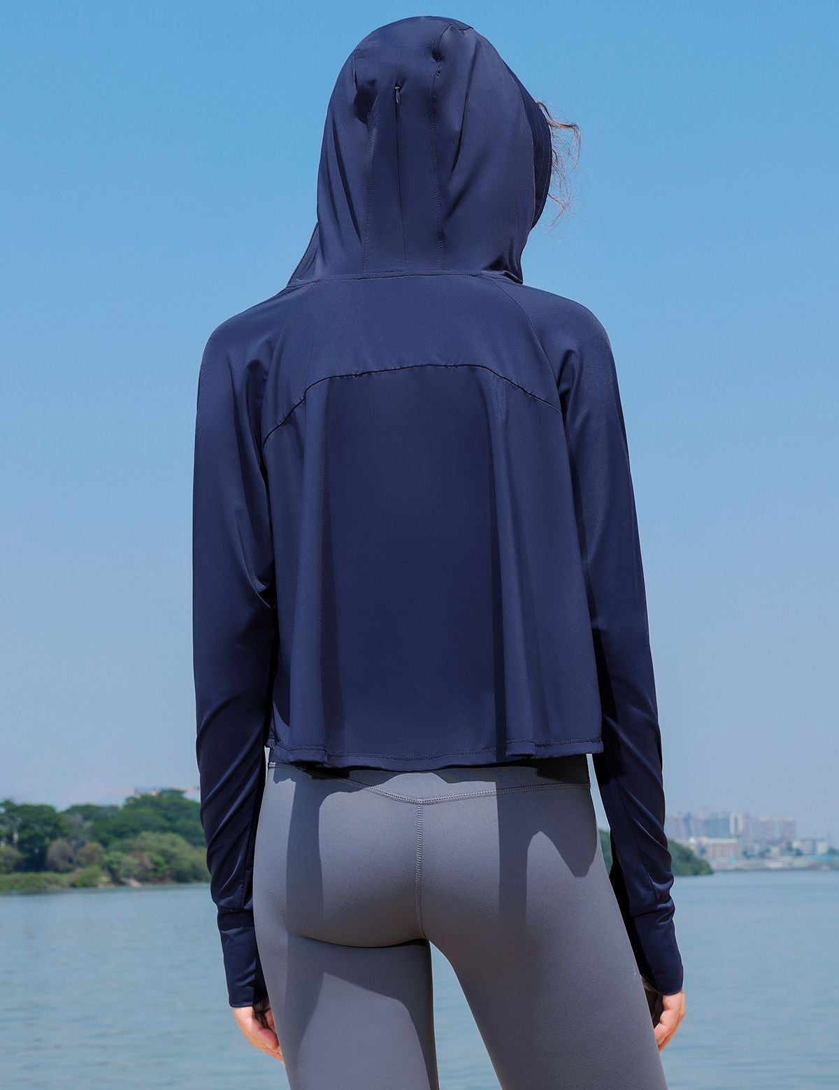 Sun Protection Full-Zip Crop Hoodie Jacket by bornfocus