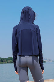 Sun Protection Full-Zip Crop Hoodie Jacket by bornfocus